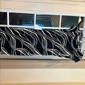 Stylish Black Dress with White Wave Pattern